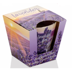 ŚWIECA ZAPACHOWA W SZKLE LAVENDER FIELDS & SOAP 115