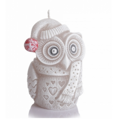 ŚWIECA WINTER OWL FIGURKA 100 mm BIAŁY