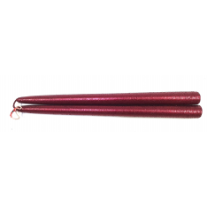 ŚWIECE STOŻKI DRAPANE 30 cm - BORDO METALIK - 12 SZTUK