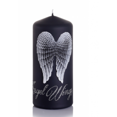 ŚWIECA ANGEL WINGS SŁUPEK 60x130 mm CZARNY + SREBRO