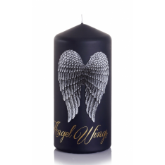 ŚWIECA ANGEL WINGS SŁUPEK 70x150 mm CZARNY + ZŁOTY