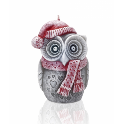 ŚWIECA WINTER OWL FIGURKA 100 mm CZERWONA