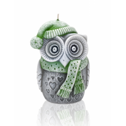 ŚWIECA WINTER OWL FIGURKA 100 mm CZERWONA