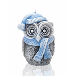 ŚWIECA WINTER OWL FIGURKA 100 mm NIEBIESKI