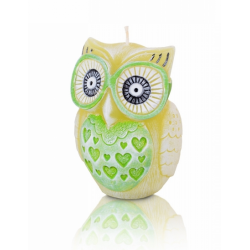 ŚWIECA FUNNY OWLS FIGURKA 100 mm ŻÓŁTY+ZIELONY