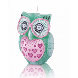 ŚWIECA FUNNY OWLS FIGURKA 100 mm MIĘTA + RÓŻOWY