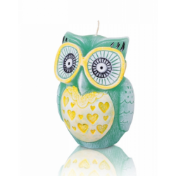 ŚWIECA FUNNY OWLS FIGURKA 100 mm MIĘTA + ŻÓŁTY